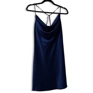 Dynamite Olivia Cowl Neck Satin Dress Blue Size Medium women’s